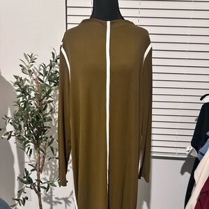 Grace Karin Long Sleeve Olive Dress with White Accents